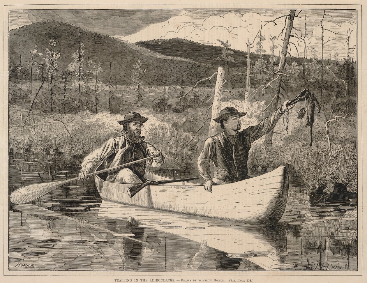 Fældefangst i Adirondacks, fra Every Saturday: An Ilustrated Journal of Choice Reading, 24. december 1870 af Winslow Homer