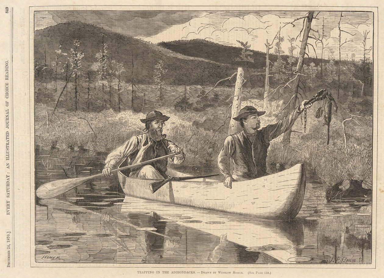 Fangst i Adirondacks, fra hver lørdag den 24. december 1870 af Winslow Homer