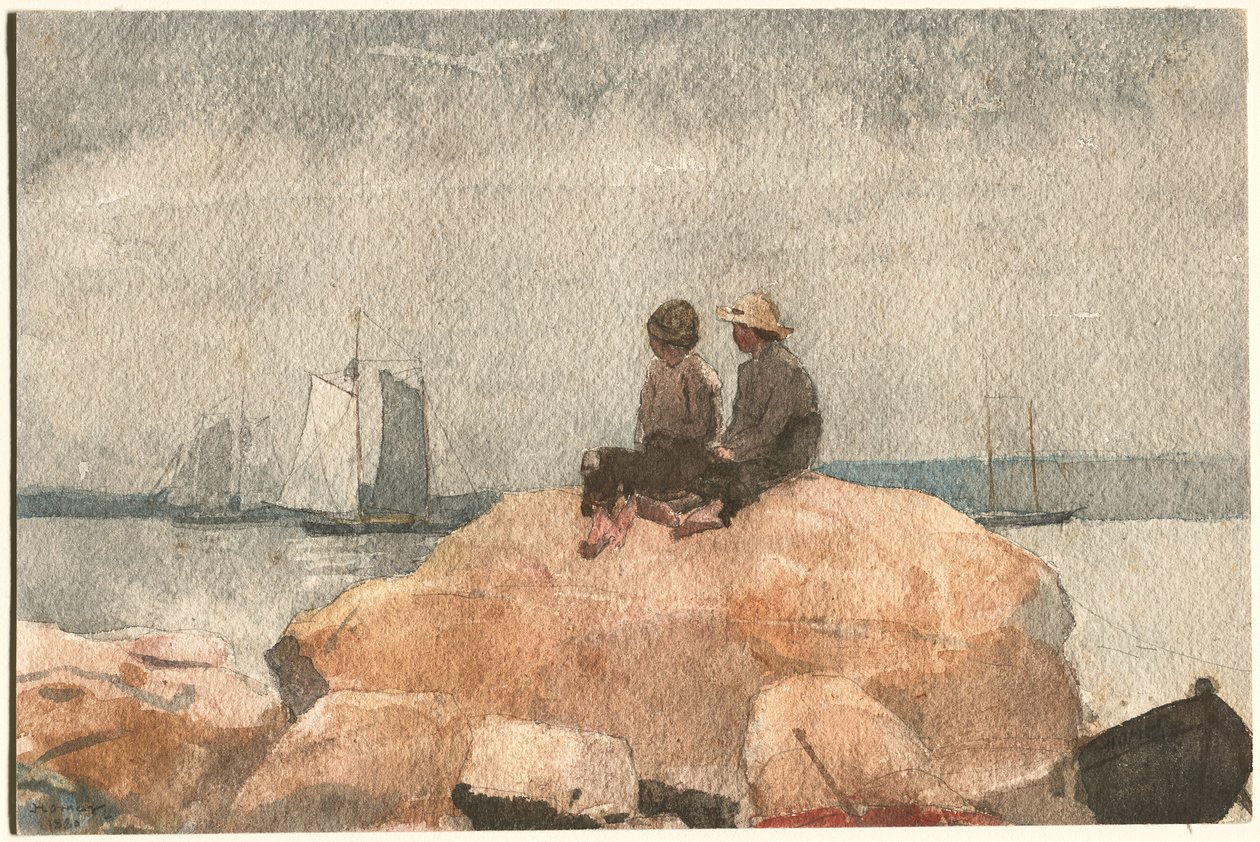 To drenge ser på skonnerter af Winslow Homer