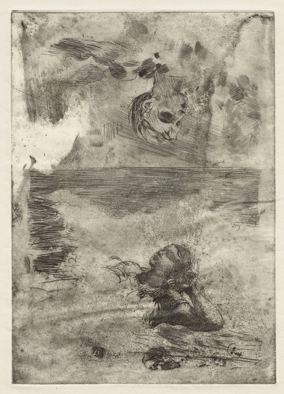 To hoveder, studie efter "Undertow", c.1886, trykt c.1967 af Winslow Homer
