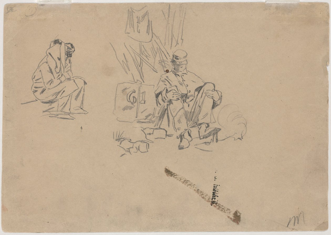 To soldater hviler [verso] af Winslow Homer