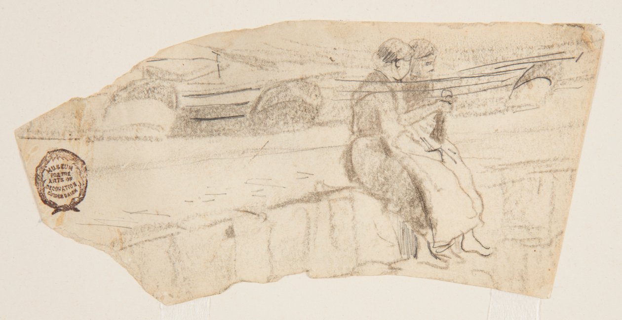 To kvinder siddende på en havmur, Cullercoats, England af Winslow Homer