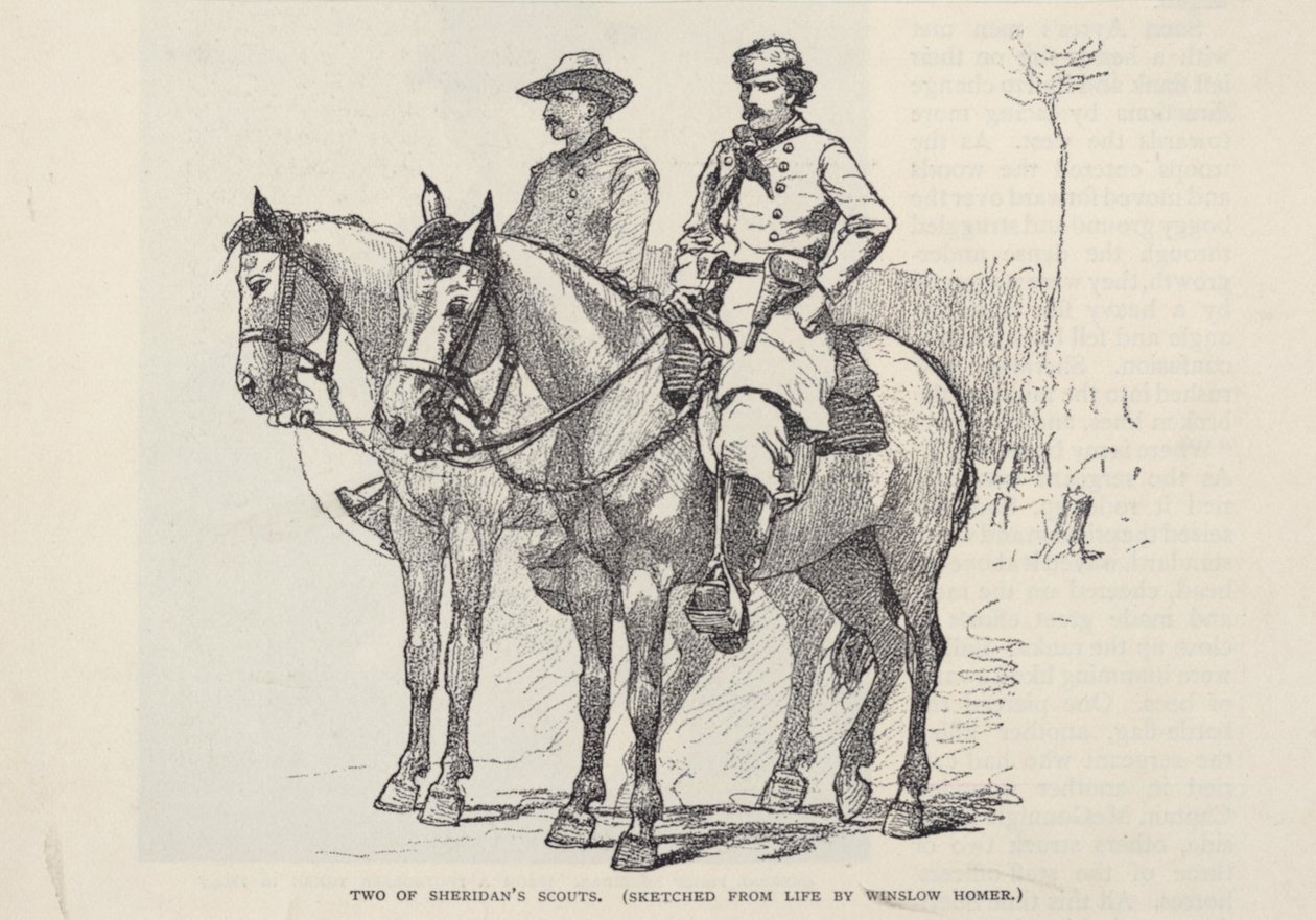 To af Sheridans spejdere, fra The Century Magazine, november 1887 af Winslow Homer