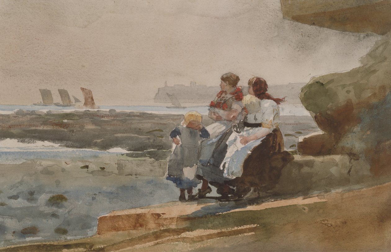 Under the Cliff, Cullercoats, ca. 1881 (akvarel og grafit på vævet papir) af Winslow Homer