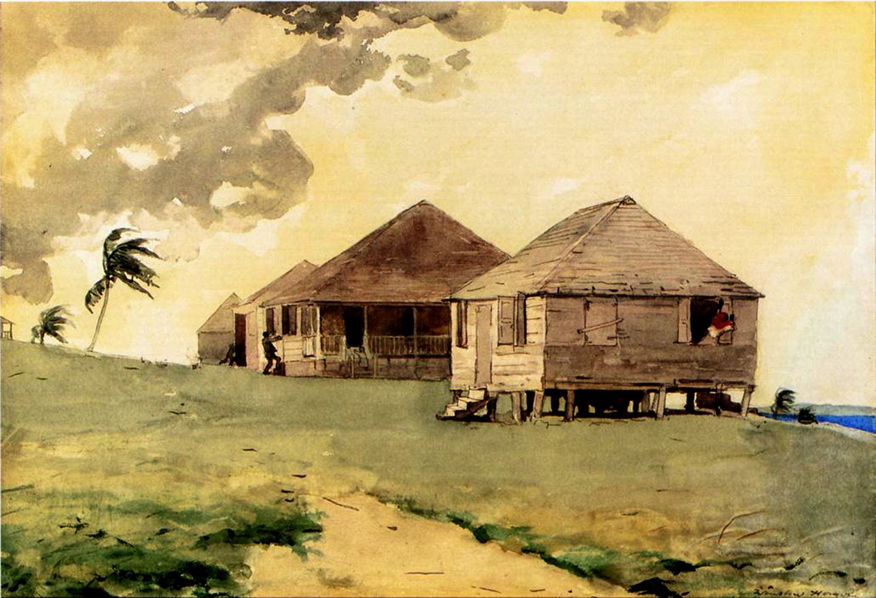 Kommende tornado, Bahamas, 1885 (wc og blyant på papir) af Winslow Homer