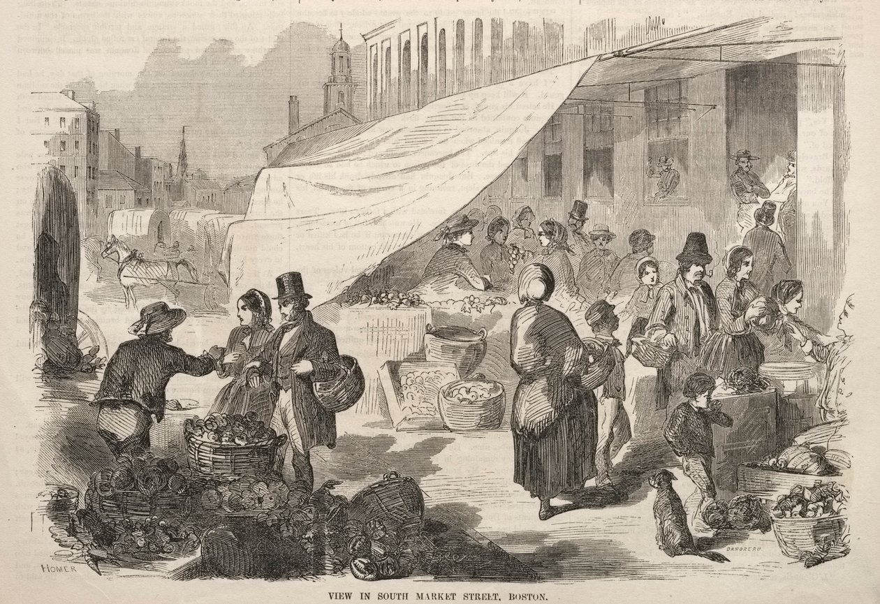 Udsigt i South Market Street, Boston, 1857. af Winslow Homer
