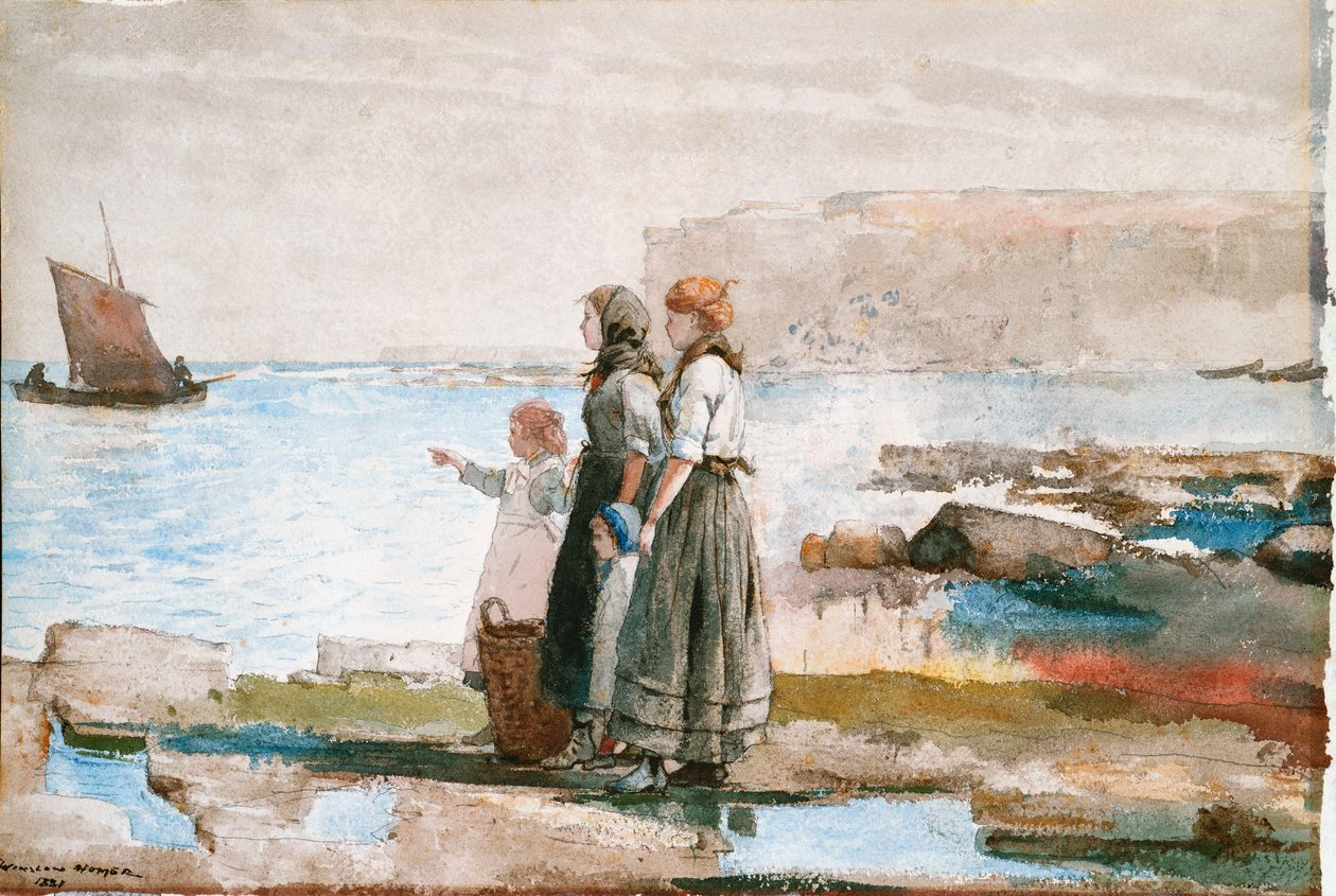 Venter på fiskerflådernes tilbagevenden, 1881 af Winslow Homer