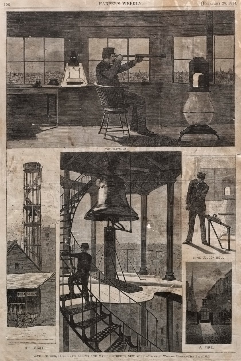 Watch-Tower, hjørnet af Spring og Varick Streets, New York af Winslow Homer
