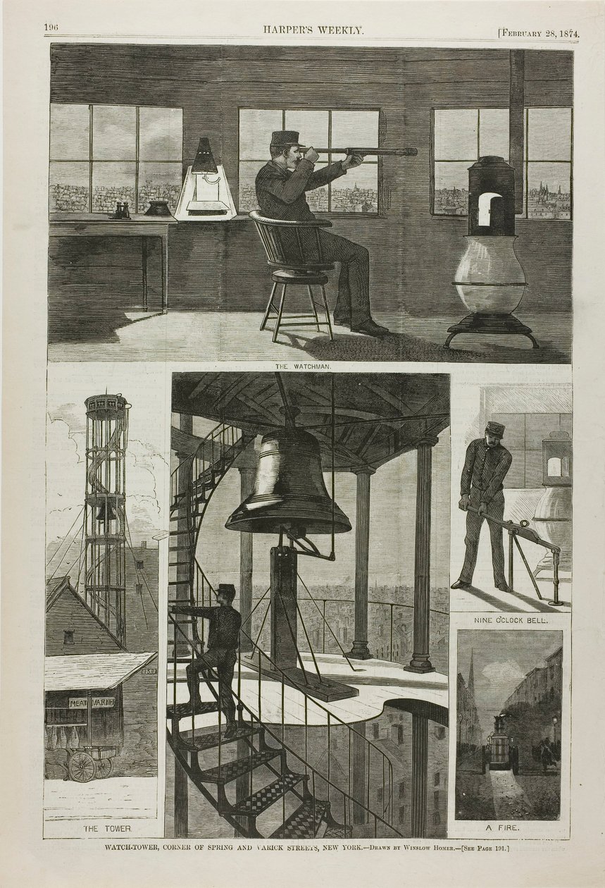 Watch-Tower, hjørnet af Spring og Varick Streets, New York af Winslow Homer