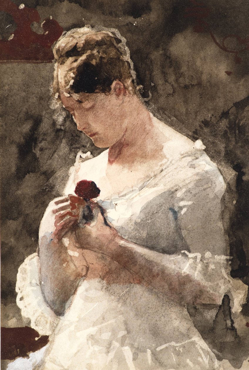 Kvinde med en rose, 1879 af Winslow Homer