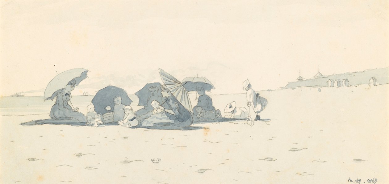 Kvinder og børn på stranden i Long Branch, New Jersey af Winslow Homer