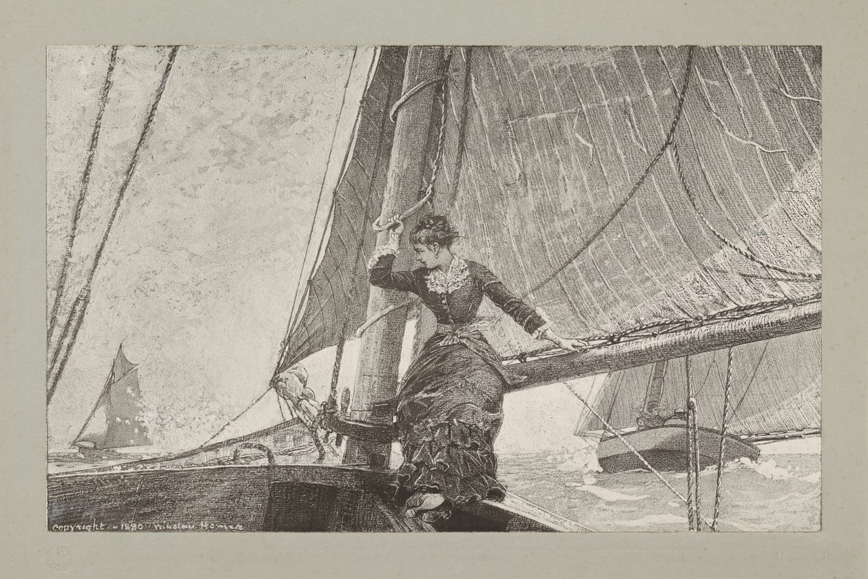Pige på sejlbåd af Winslow Homer