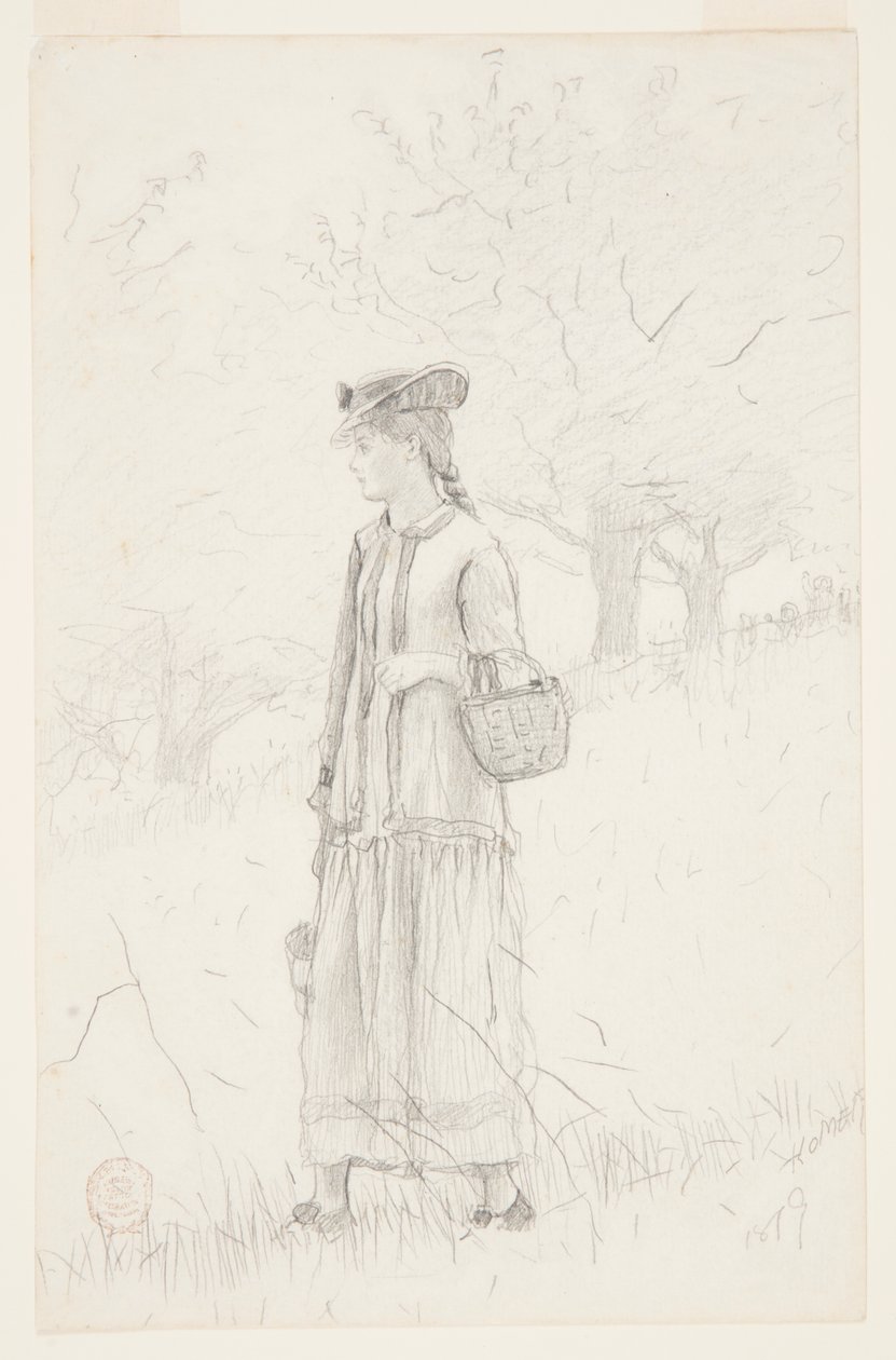 Ung kvinde, der bærer en kurv af Winslow Homer