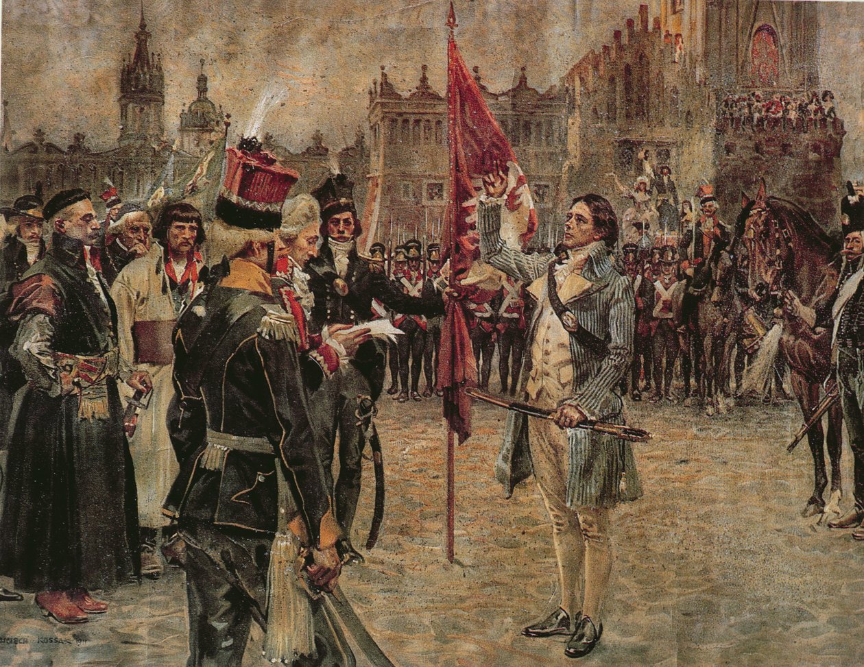 Tadeusz Kosciuszko ankommer til Krakow den 24. marts 1794 for at samle det polske folk for at bekæmpe den russiske invasion, 1911 af Wojciech Kossak