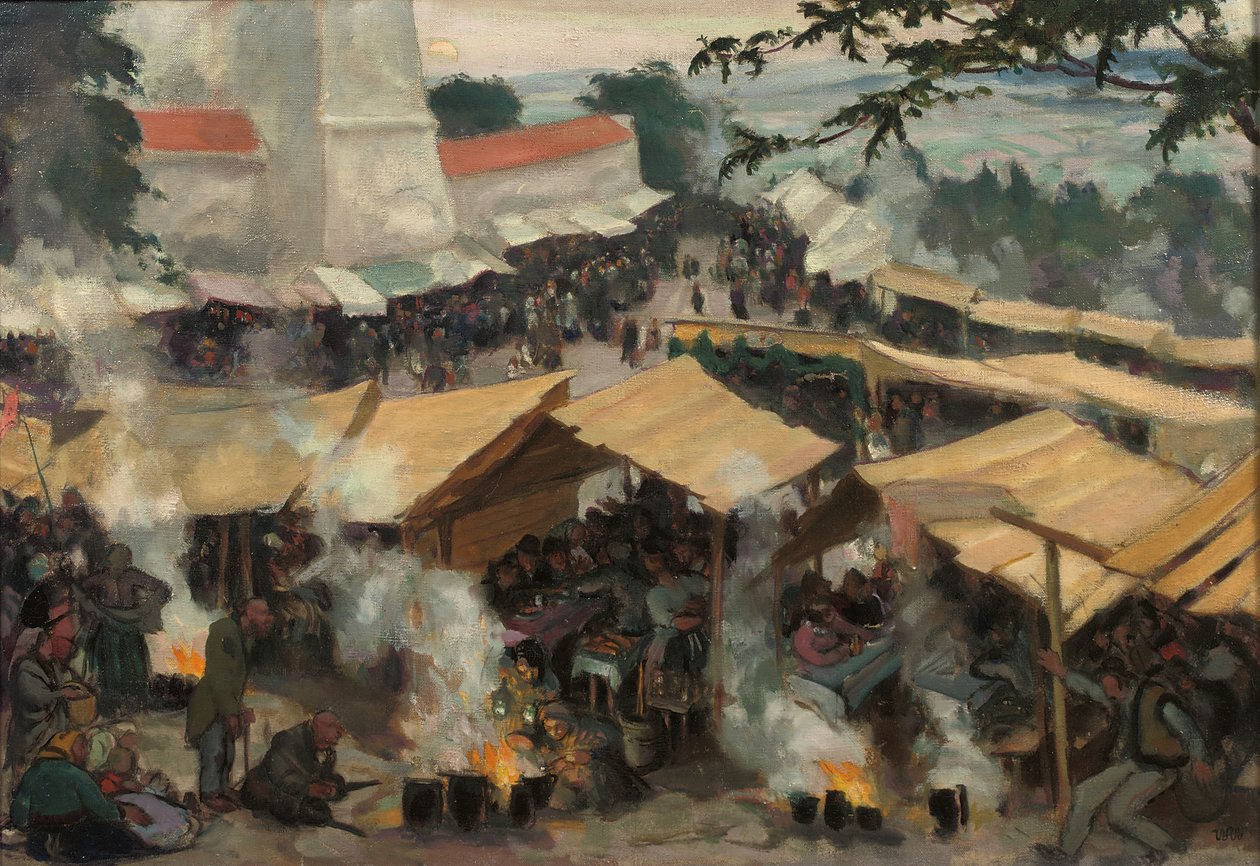 Messen i Kawaria Zabrzydowska, Polen, ca. 1913 (olie på lærred) af Wojciech Stanislaw Weiss