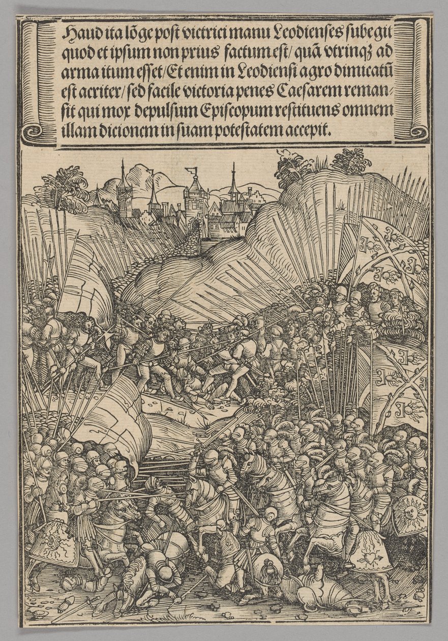 Battle for Liège, plade 8 fra historiske scener fra kejser Maximilian I