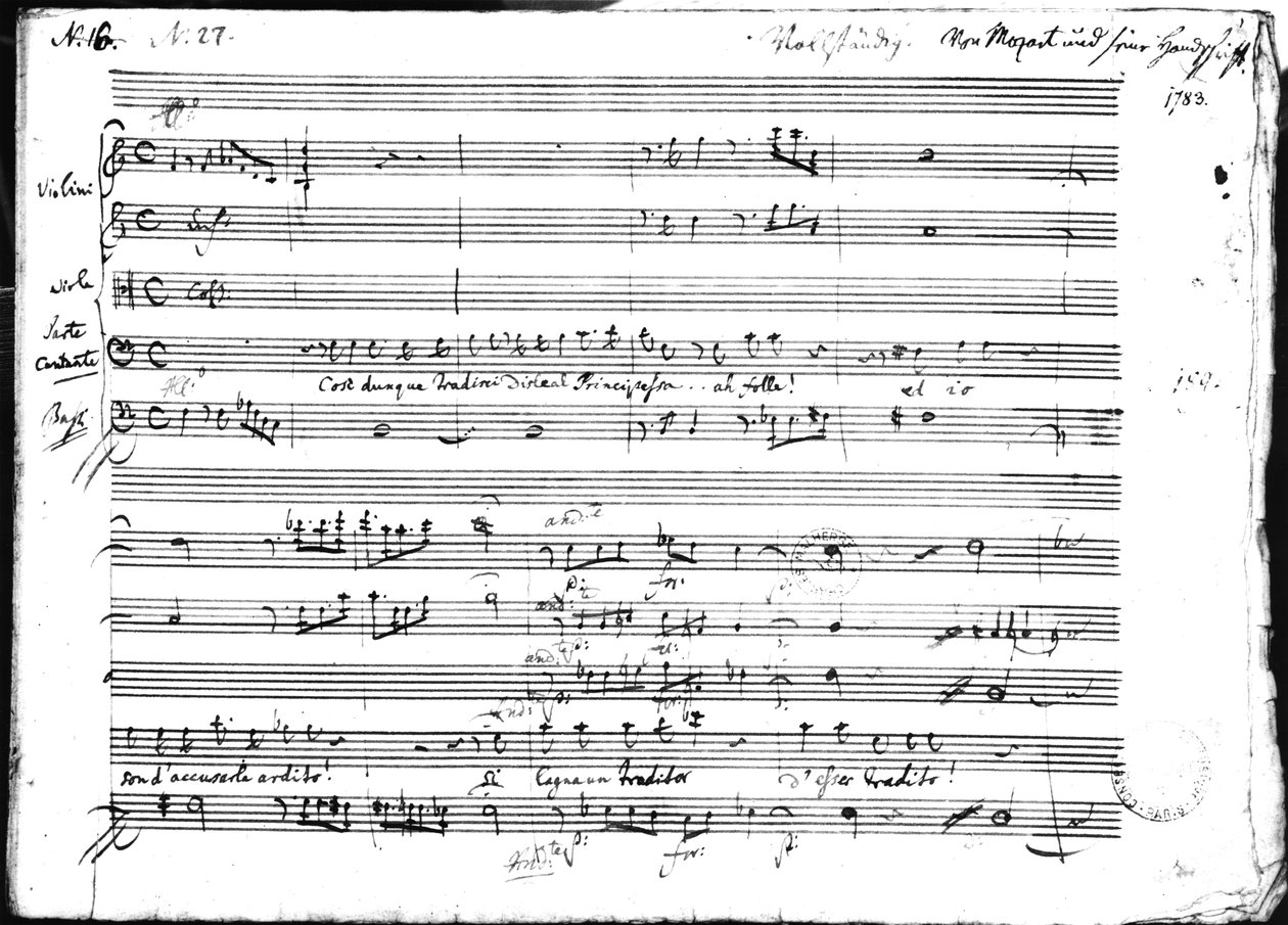 Cosi Dunque Tradisci...", recitativ og arie, 1783 af Wolfgang Amadeus Mozart