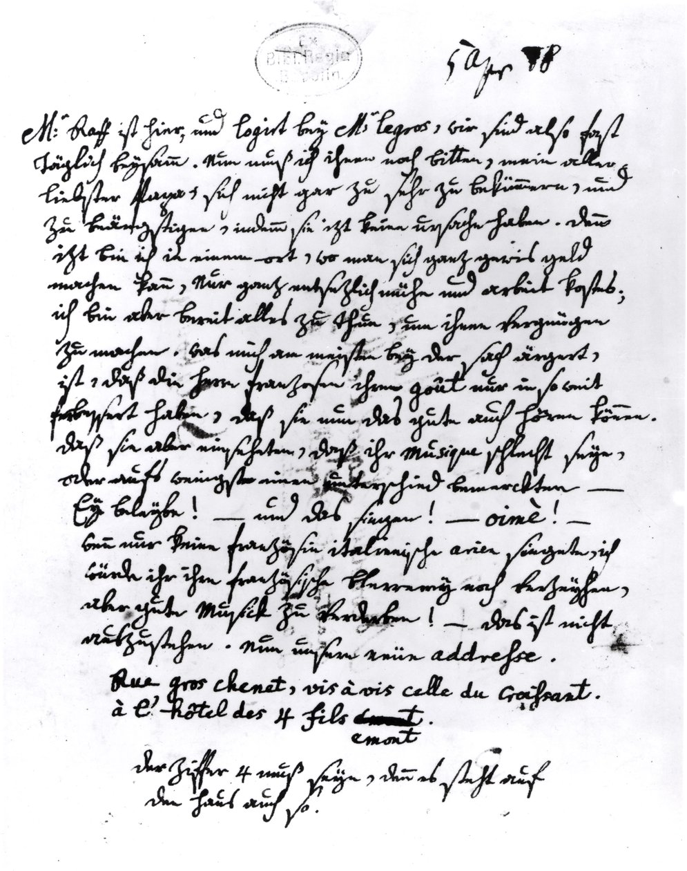 Brev fra Mozart til sin far, 5. april 1778 (pen og blæk på papir) af Wolfgang Amadeus Mozart