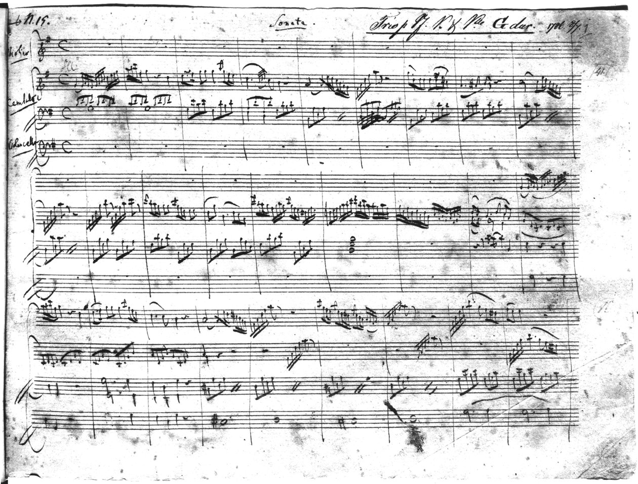 Trio i G-dur for violin, cembalo og violoncello (K 496) 1786 (1. side) af Wolfgang Amadeus Mozart