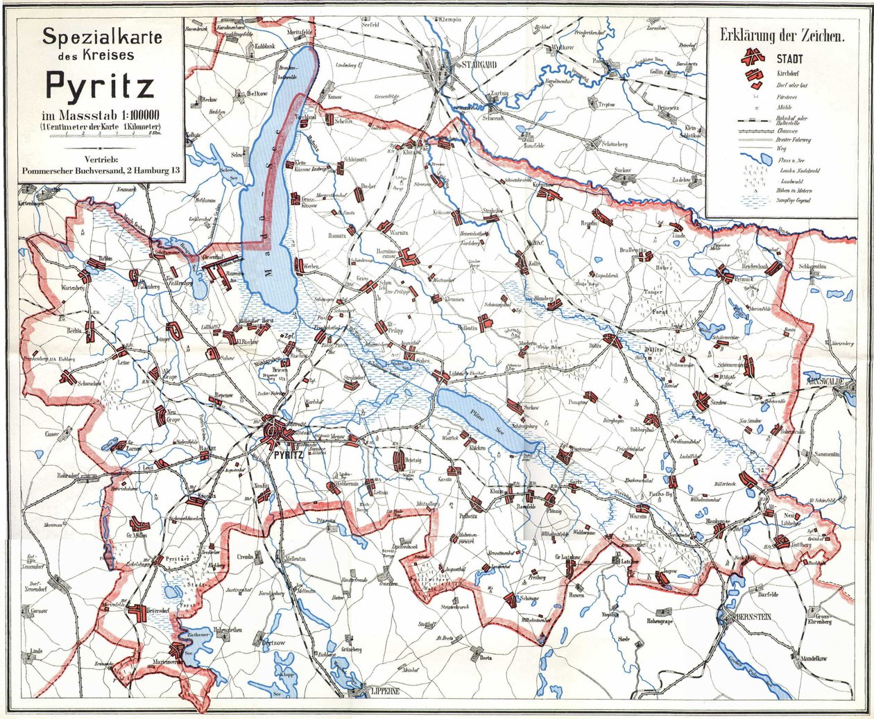 Kort før krigen over Pyritz og Pyritz-distriktet af Wolfgang Langkabel