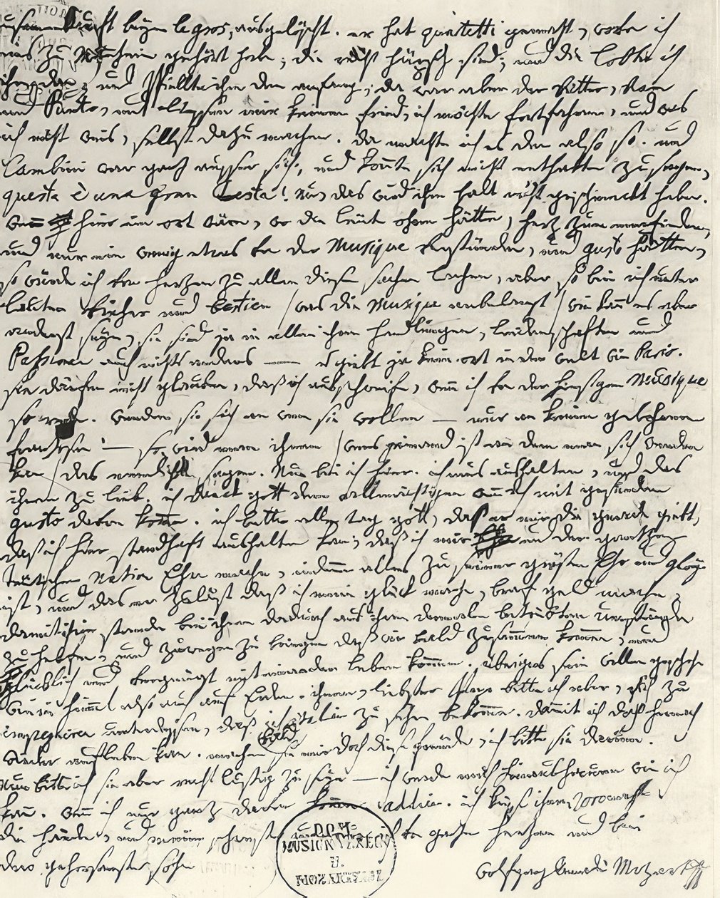 Autografbrev fra Mozart af Wolfgang Amadeus Mozart