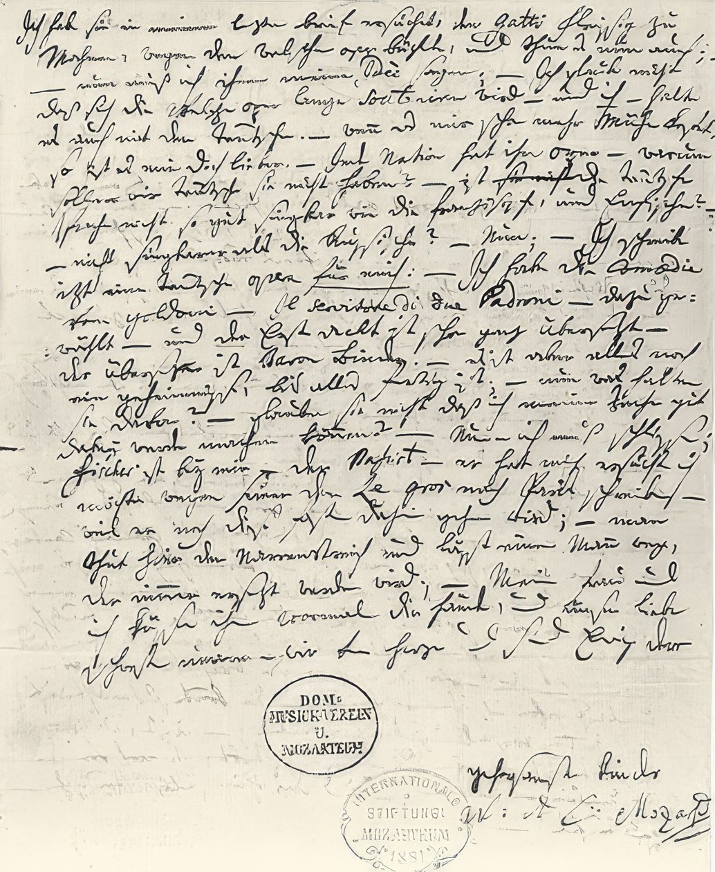 Håndskrevet brev fra Wolfgang Amadeus Mozart af Wolfgang Amadeus Mozart