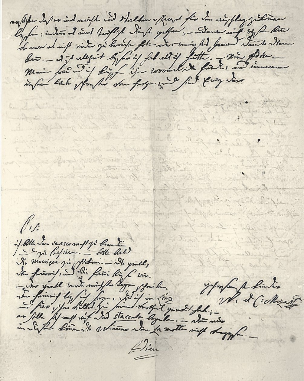 Håndskrevet brev fra Wolfgang Amadeus Mozart af Wolfgang Amadeus Mozart