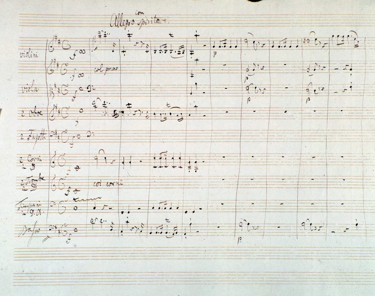 Side med partitur af Symphony NO. 8 i D-dur af Mozart (1768) af Wolfgang Amadeus Mozart