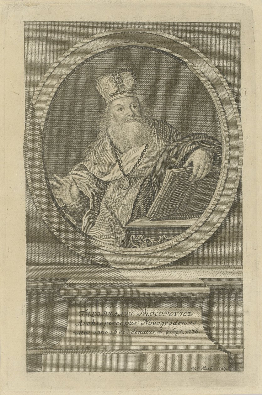 Portræt af digteren Theofan Prokopovich 1681-1736, ca 1760. af Wolfgang Christoph Mayr