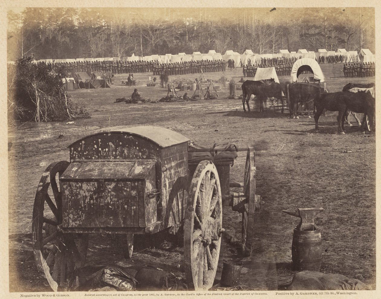 Camp and Cumberland Landing, on the Pamunkey., maj, 1862 (albumin print monteret på vævet papir) af Wood and Gibson Wood and Gibson