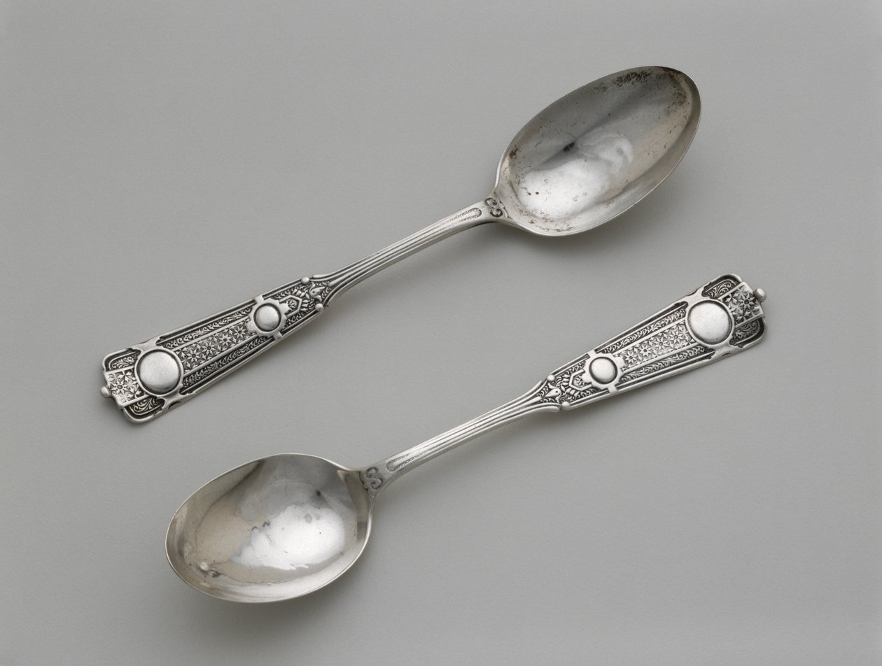 Par teskeer, ca. 1860-1871 (sølv) af Wood and Hughes