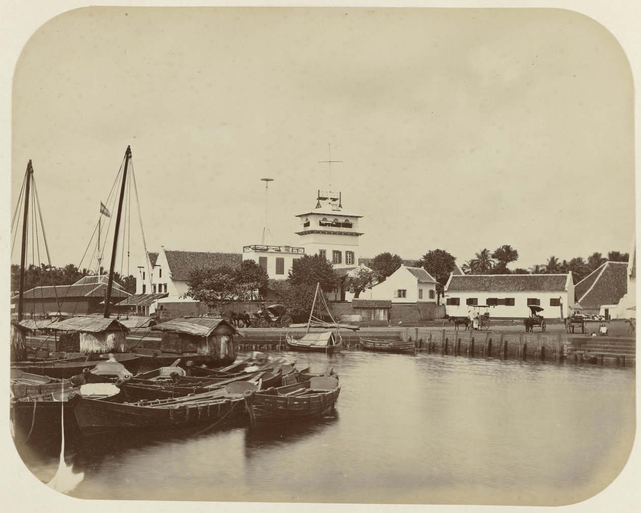 Udkigsstedet ved havnekanalen i Batavia af Woodbury and Page