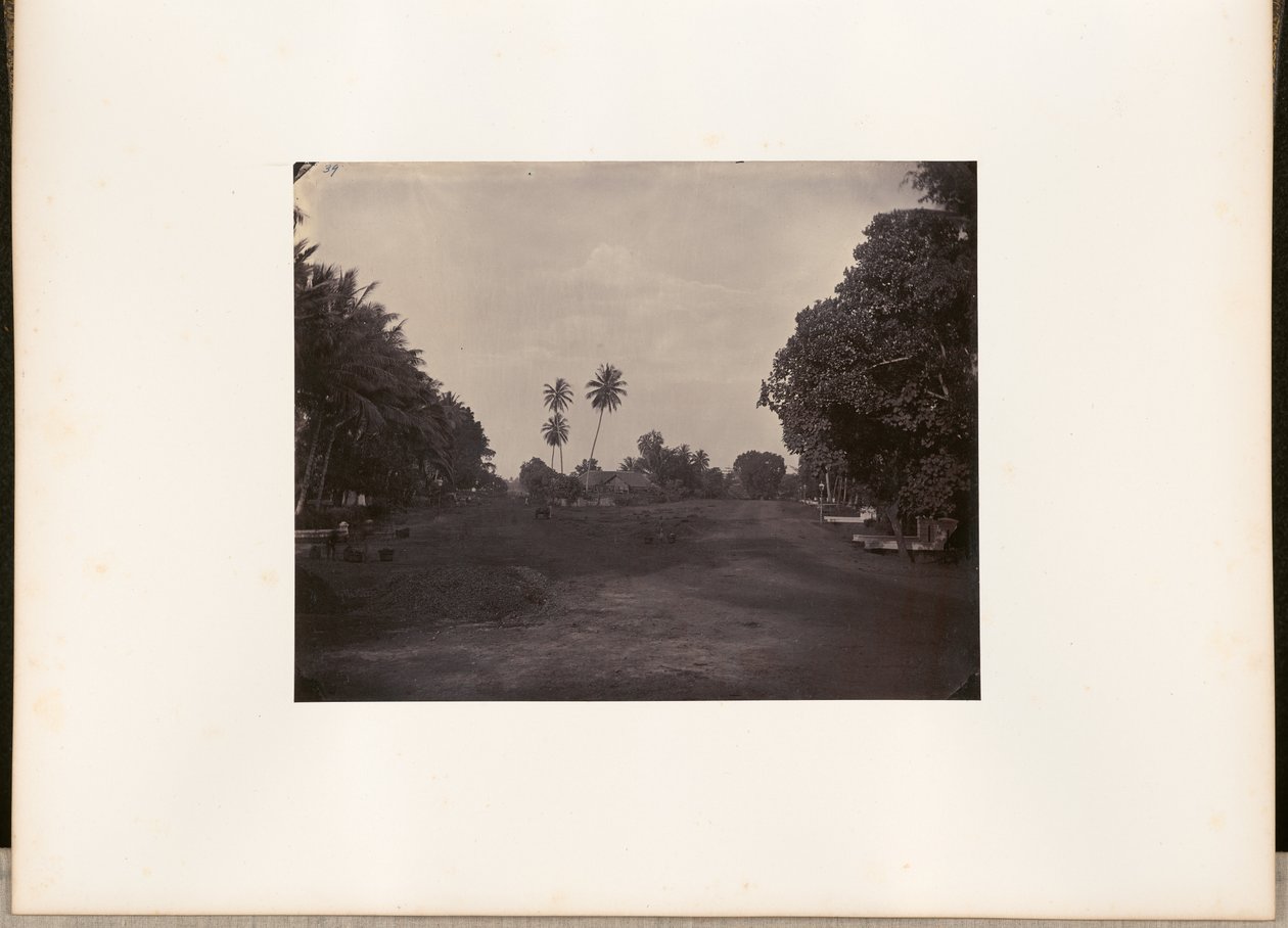 [Belægningsarbejde på vejen i Prapatan, Batavia]. af Woodbury and Page