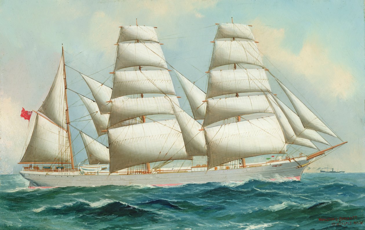Three Masted Barque Annesley (olie på papir) af Woolston Barratt