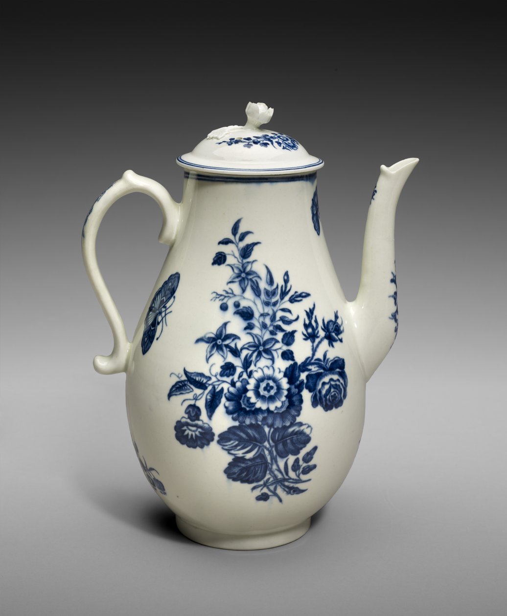 Kaffekande, ca. 1770-1783 (porcelæn af blød porcelæn med transfertryk) af Worcester Porcelain Manufactory Worcester Porcelain Manufactory