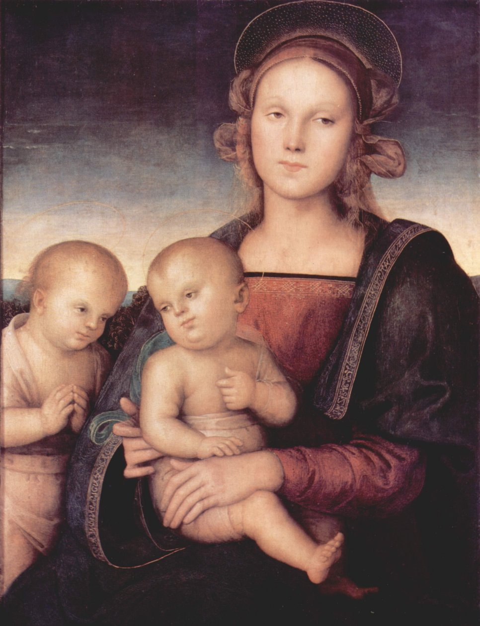 Madonna med Johannes Døberen af Workshop of Pietro Perugino