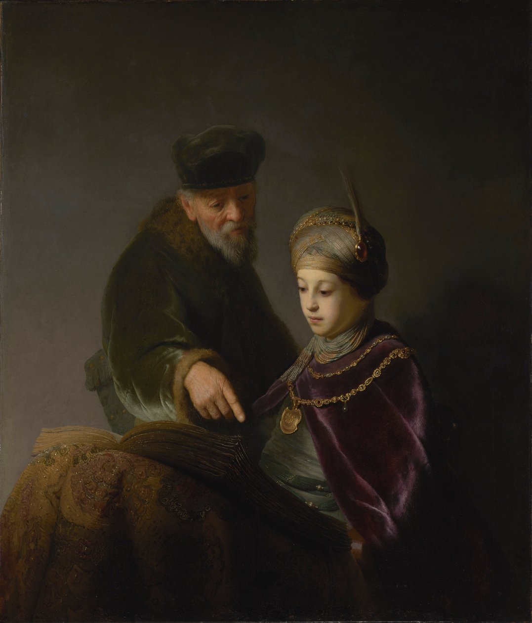 En ung forsker og hans underviser af Workshop of Rembrandt