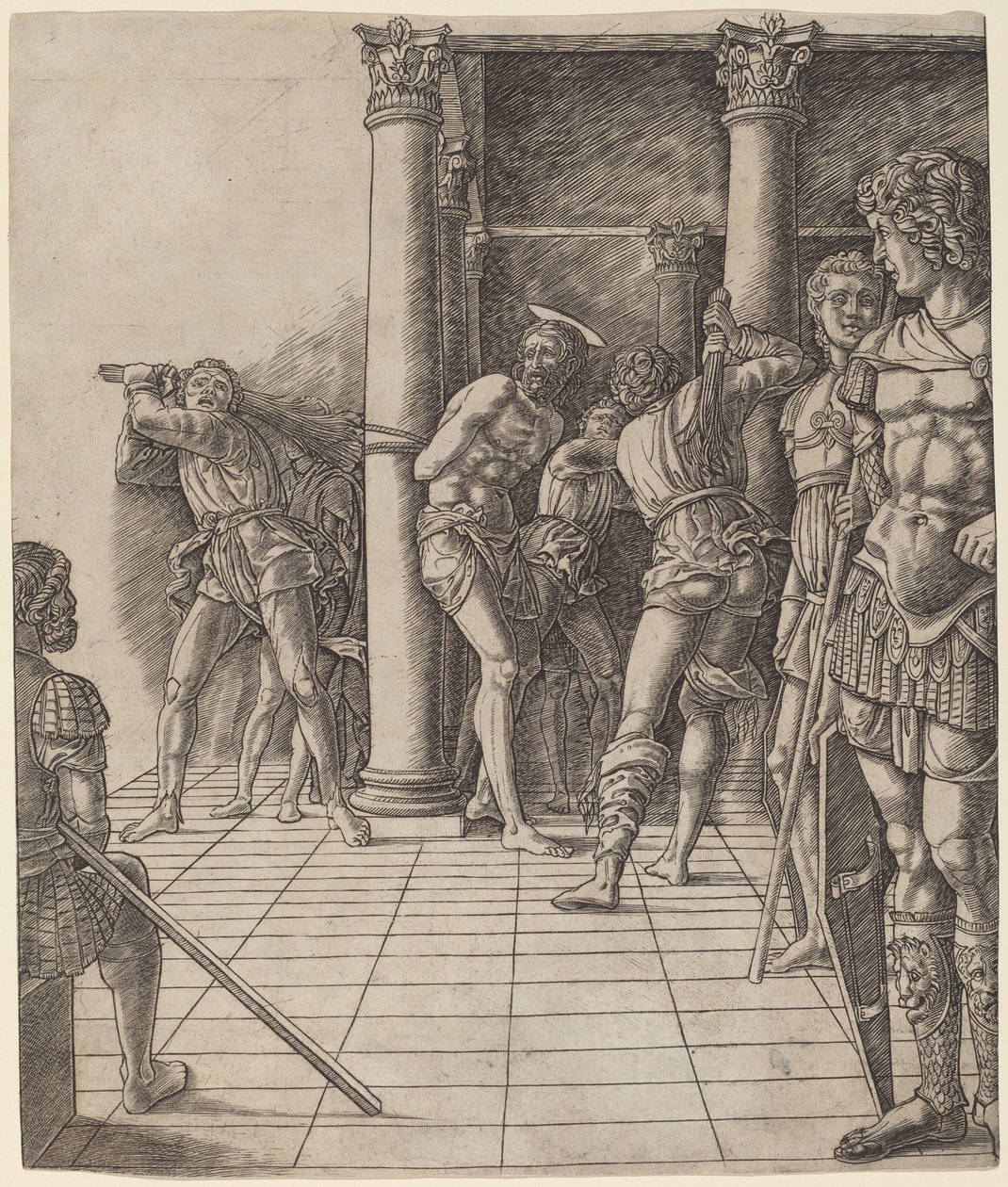 Kristi flagellering med fortovet af Workshop of Andrea Mantegna
