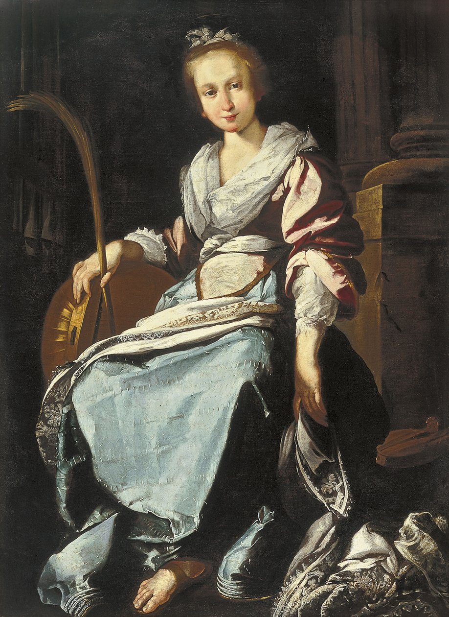 Spansk: Santa Cecilia Sankt Cecilia af workshop of Bernardo Strozzi