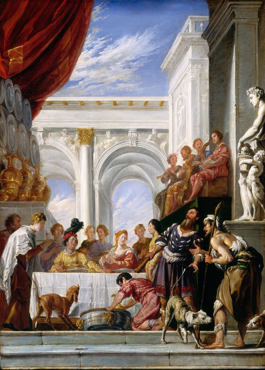 Lignelsen om Lazarus og den rige mand af Workshop of Domenico Fetti