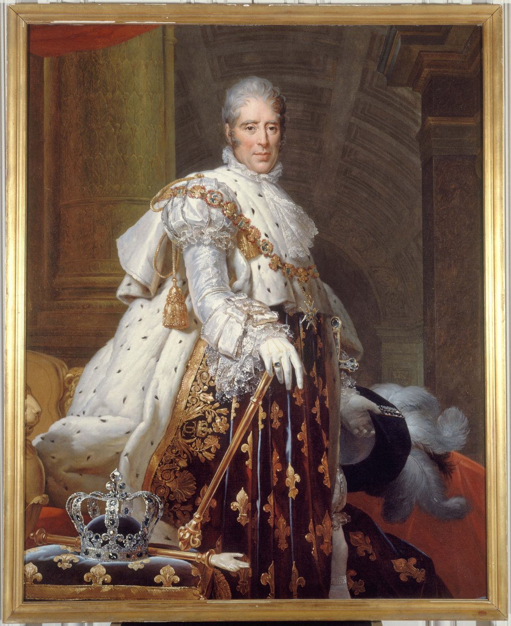 Fransk: Portrait de Charles X (1757-1836), roi de France, en costume de sacre af Workshop of François Gérard