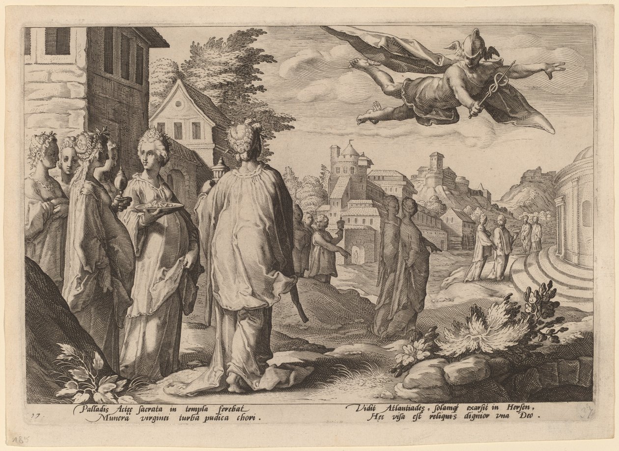 Mercury forelsker sig i Herse af Workshop of Hendrick Goltizus, after Hendrick Goltzius