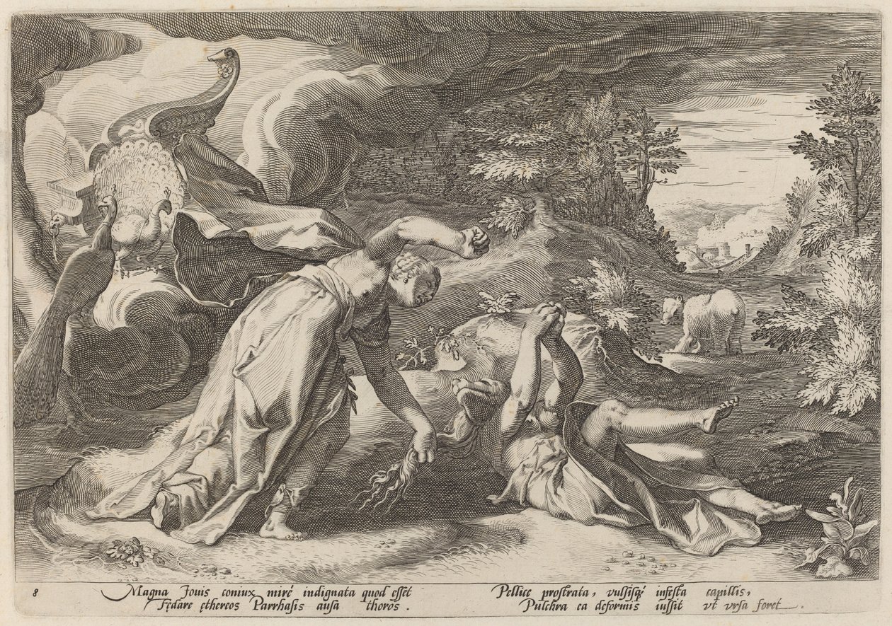 Juno gør Callisto til en bjørn af Workshop of Hendrick Goltzius, after Hendrick Goltzius