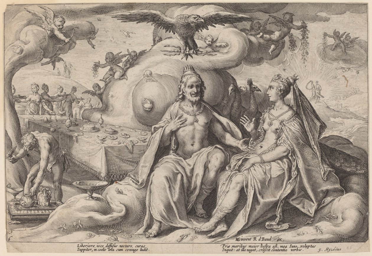Striden mellem Jupiter og Juno af Workshop of Hendrick Goltzius, after Hendrick Goltzius