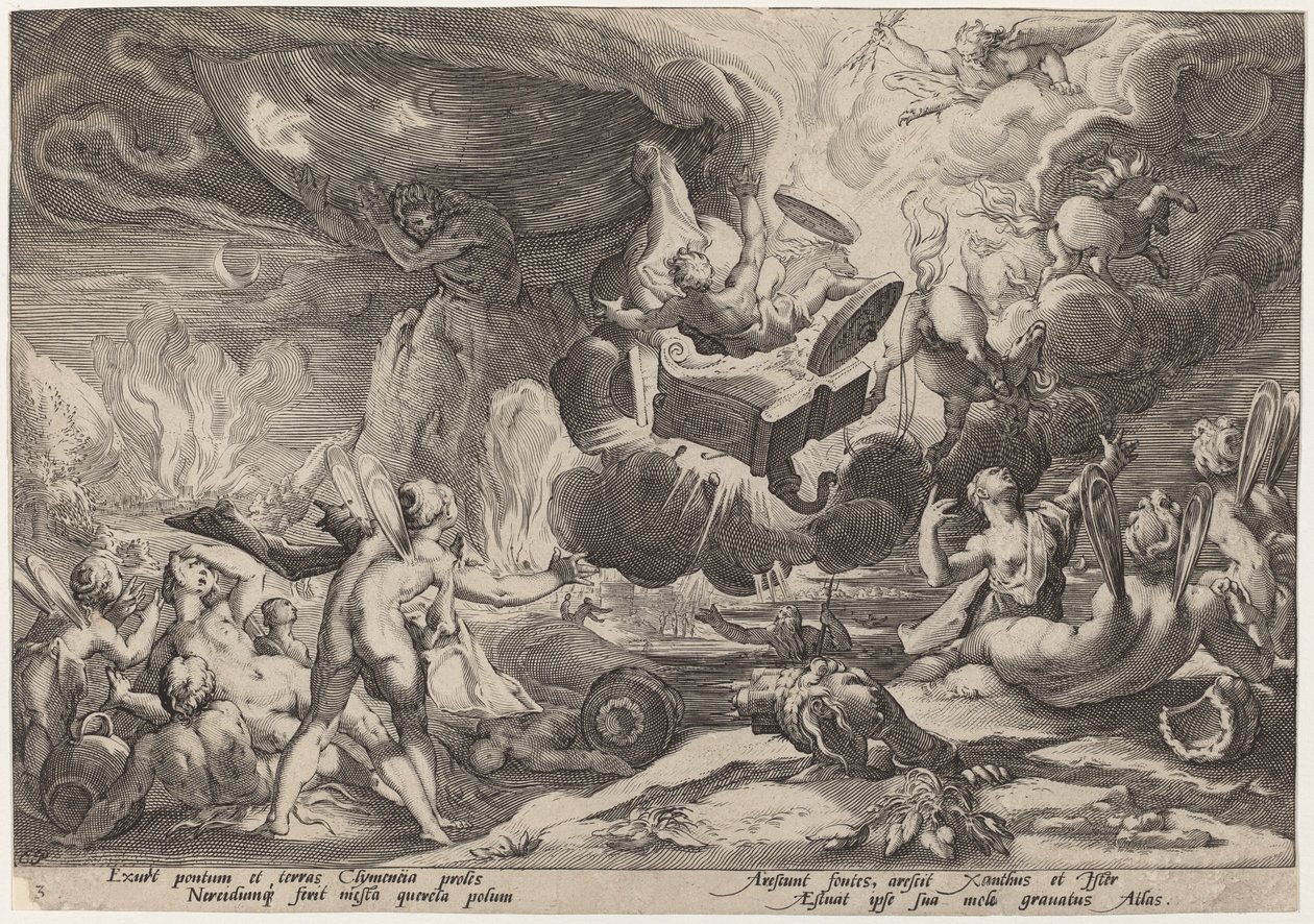 Phaetons fald af Workshop of Hendrick Goltzius, after Hendrick Goltzius