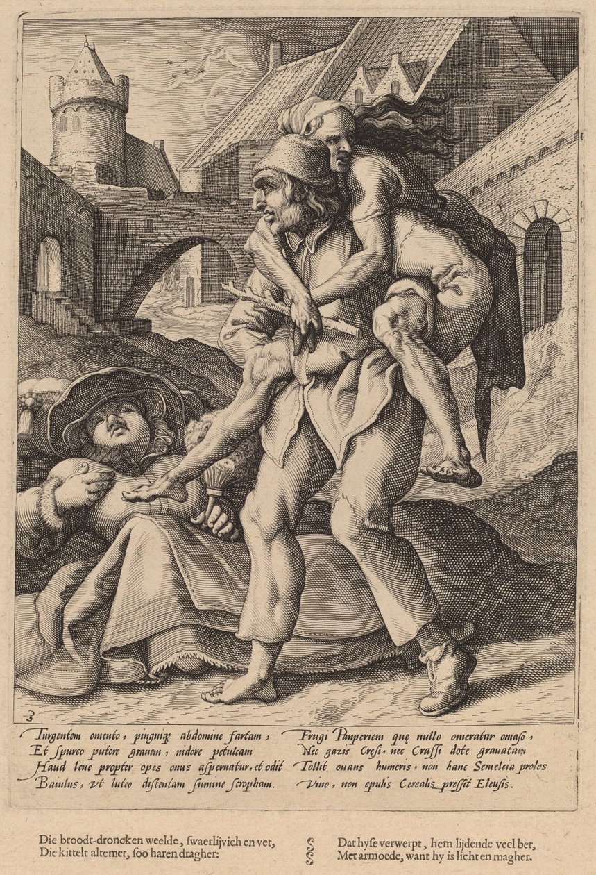 Fattigdom er lettere at bære end luksus af Workshop of Hendrick Goltzius, after Karel van Mander I
