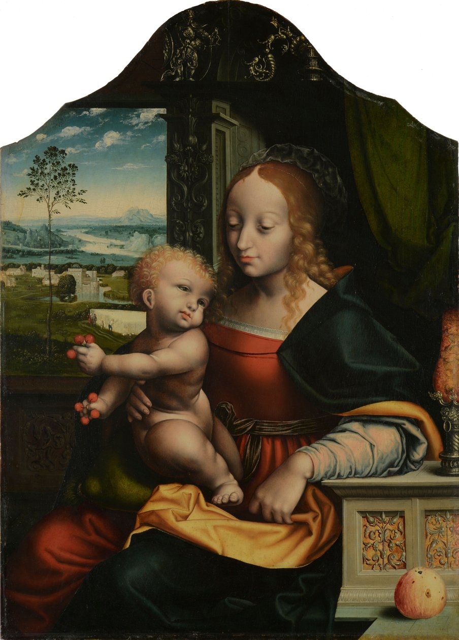 Madoona med barn af Workshop of Joos van Cleve