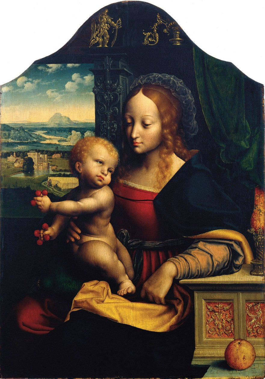 Madoona med barn af Workshop of Joos van Cleve