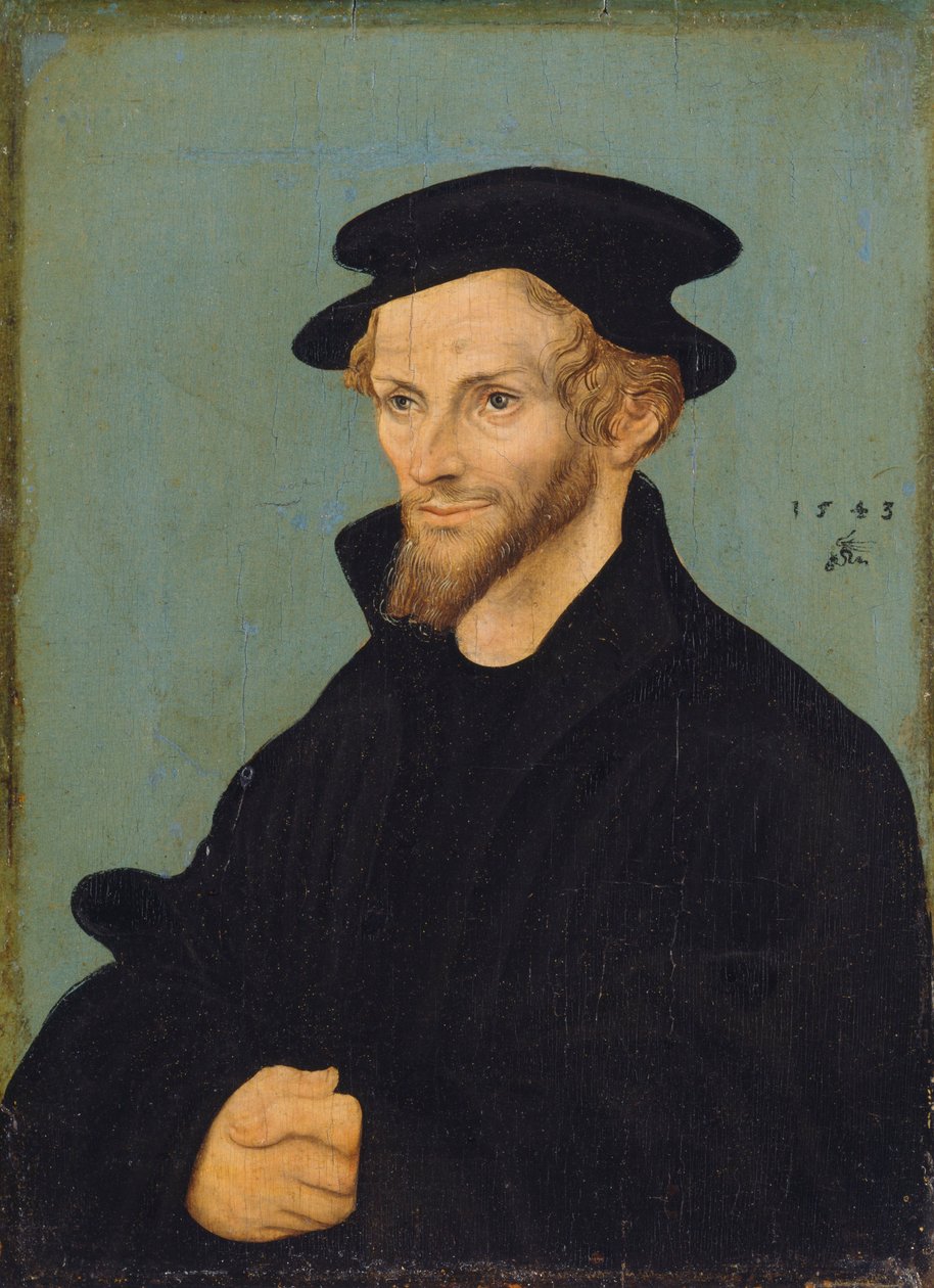 Tysk: Bildnis Philipp Melanchthons Portræt af Philipp Melanchthon af workshop of Lucas Cranach the Elder