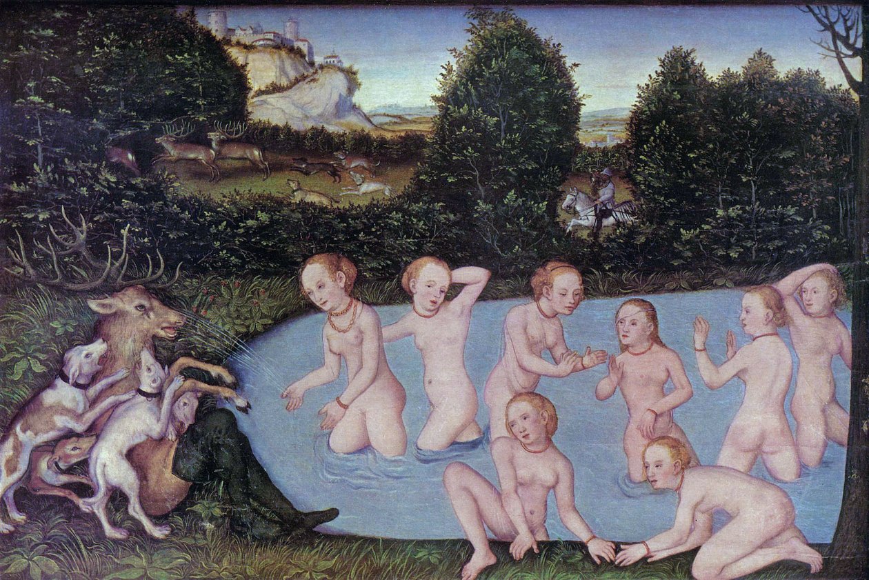 Tysk: Diana und Aktäon Diana og Actaeon af workshop of Lucas Cranach the Elder